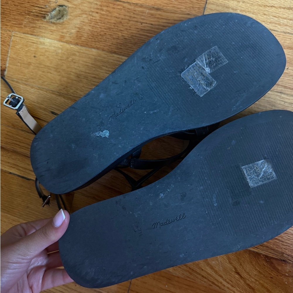 Madewell Black Strappy Sandals/ SABINA FLATFORM